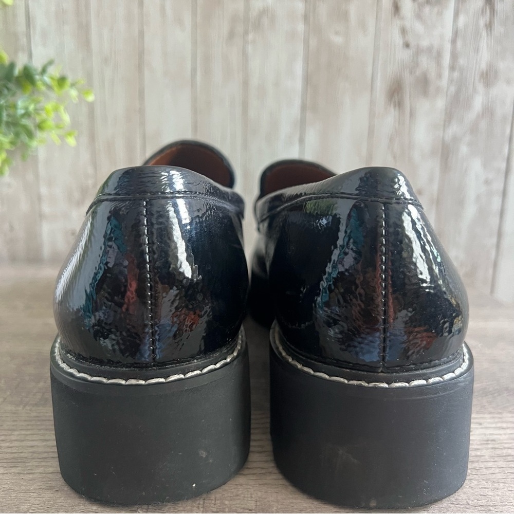 Franco Sarto Black Patent Platform Loafers Preppy Business Casual Womens 9.5 - Picture 5 of 6